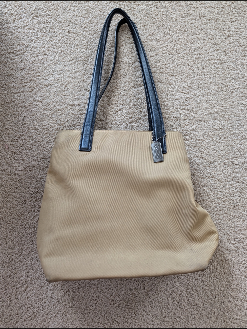 Coach Classic Beige Tote with Black Handles
